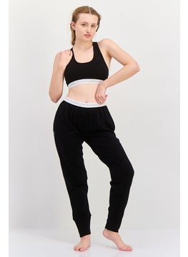 French Connection Women 2 Pcs Brand Logo Top And Pajama Bottom Sets, Black  - Image 1