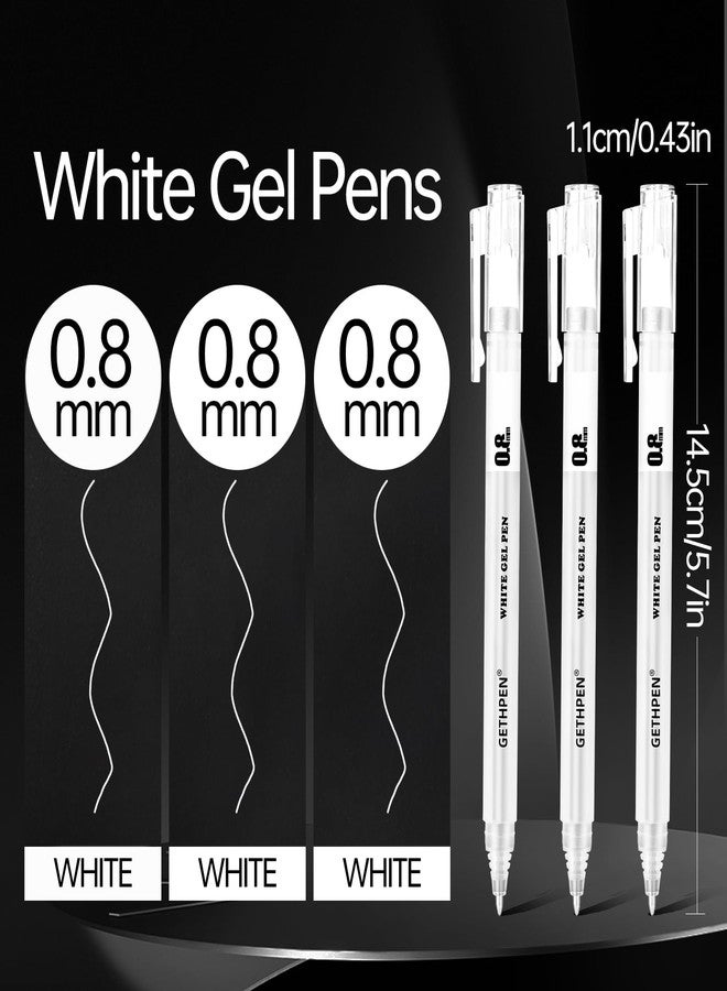 GETHPEN White Gel Pens, 3Pack, 0.8mm Extra Fine Point, White Ink, White Pens for Black Paper, Drawing Pens - Image 2
