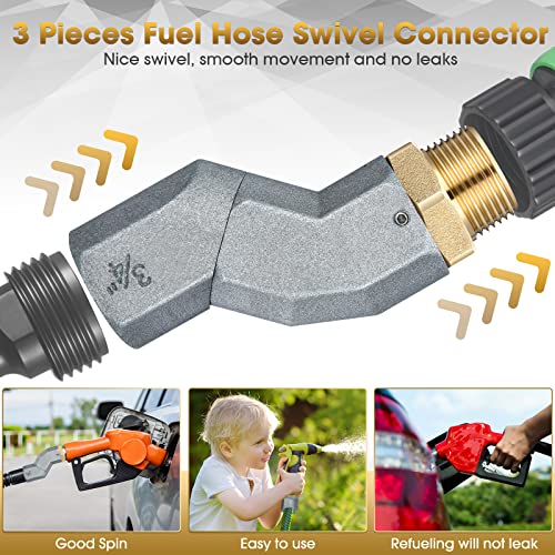Shimeyao 3 Pcs Fuel Hose Swivel Zinc Alloy 360 Rotating Connector for Fuel Transfer Pump Nozzle Multi Plane Swivel Kit(3/4 Inch,Grey) - Image 4