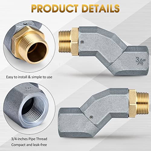 Shimeyao 3 Pcs Fuel Hose Swivel Zinc Alloy 360 Rotating Connector for Fuel Transfer Pump Nozzle Multi Plane Swivel Kit(3/4 Inch,Grey) - Image 5