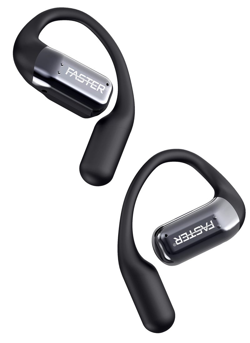 فاستر - سماعات أذن لاسلكية R18 Airvibe مفتوحة الأذن مع خاصية إلغاء الضوضاء (ENC) - وقت تشغيل 8 ساعات مع بلوتوث 5.3 - سماعات أذن ستيريو HiFi - 4 ميكروفونات واضحة للمكالمات الرياضية - للتمرين وصالة الألعاب الرياضية - متوافقة مع iPhone وAndroid - Image 1