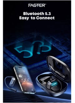Faster R18 Airvibe Open Ear Wireless Earbuds with Noise Cancellation (ENC) - 8 Hours Playtime with Bluetooth 5.3 - HiFi Stereo Sound Airpods - 4 Mics Clear Calls Sports Bluetooth Earphones - For Exercise, Gym - Compatible with iPhone & Android  - Image 2