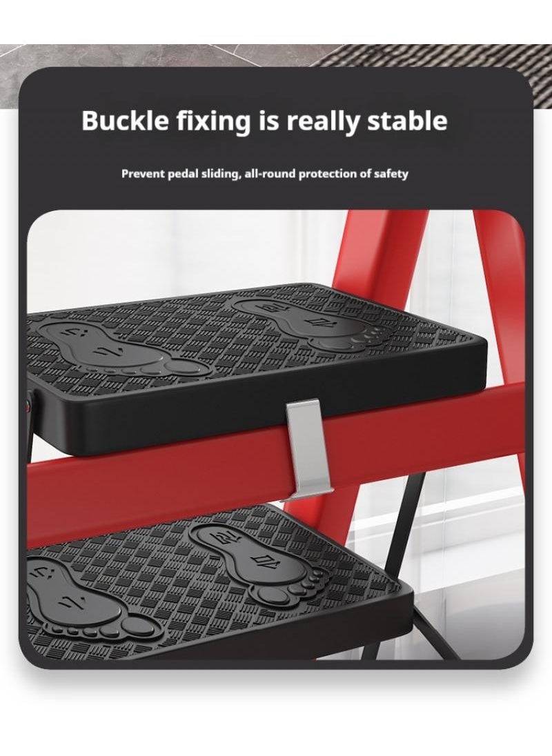 Y&D - Multipurpose Step Ladder Folding Ladder With Anti-Slip Pedal Folding Step Stool Portable Lightweight Foldable Stepladder For Home Kitchen Library Office 4 Step - Image 1