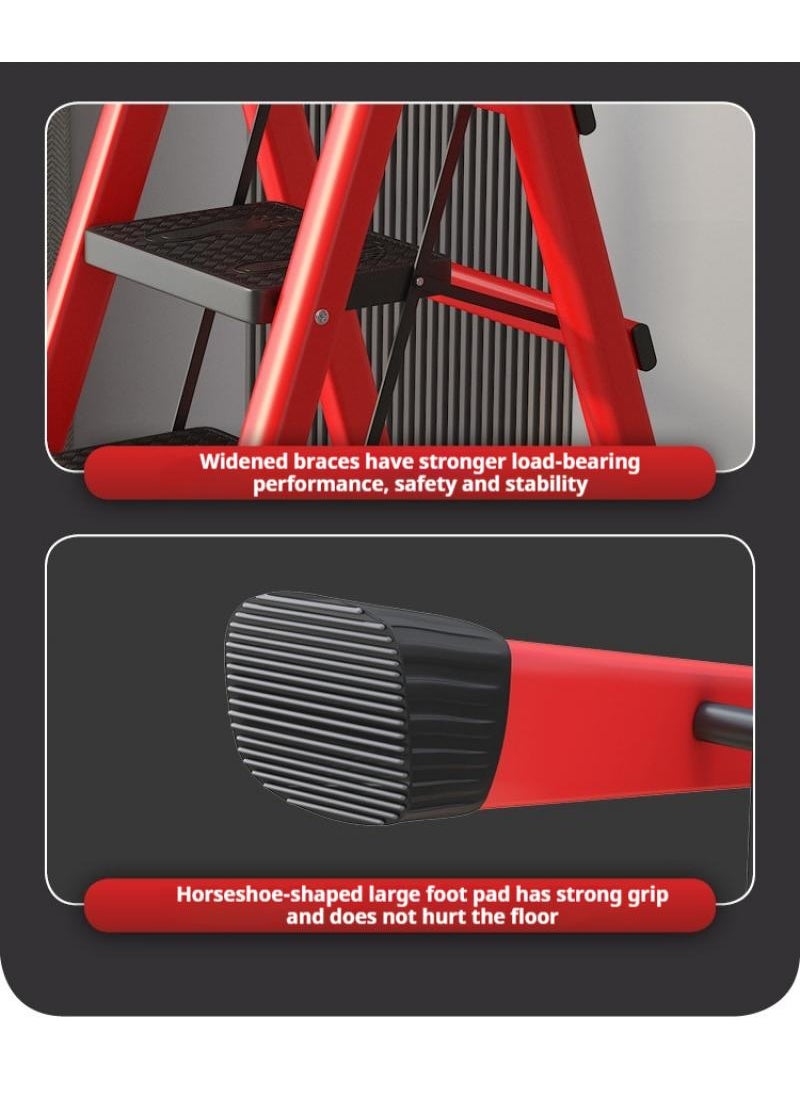 Y&D - Multipurpose Step Ladder Folding Ladder With Anti-Slip Pedal Folding Step Stool Portable Lightweight Foldable Stepladder For Home Kitchen Library Office 4 Step - Image 1