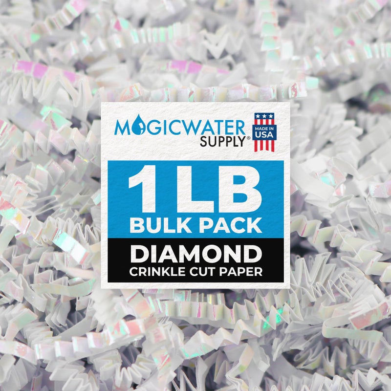 MagicWater Supply ماء سحري - 1 رطل - أبيض ماسي - ورق مقطع مجعد للتعبئة مثالي لتغليف الهدايا، ملء السلال، أعياد الميلاد، حفلات الزفاف، الذكريات السنوية - Image 1