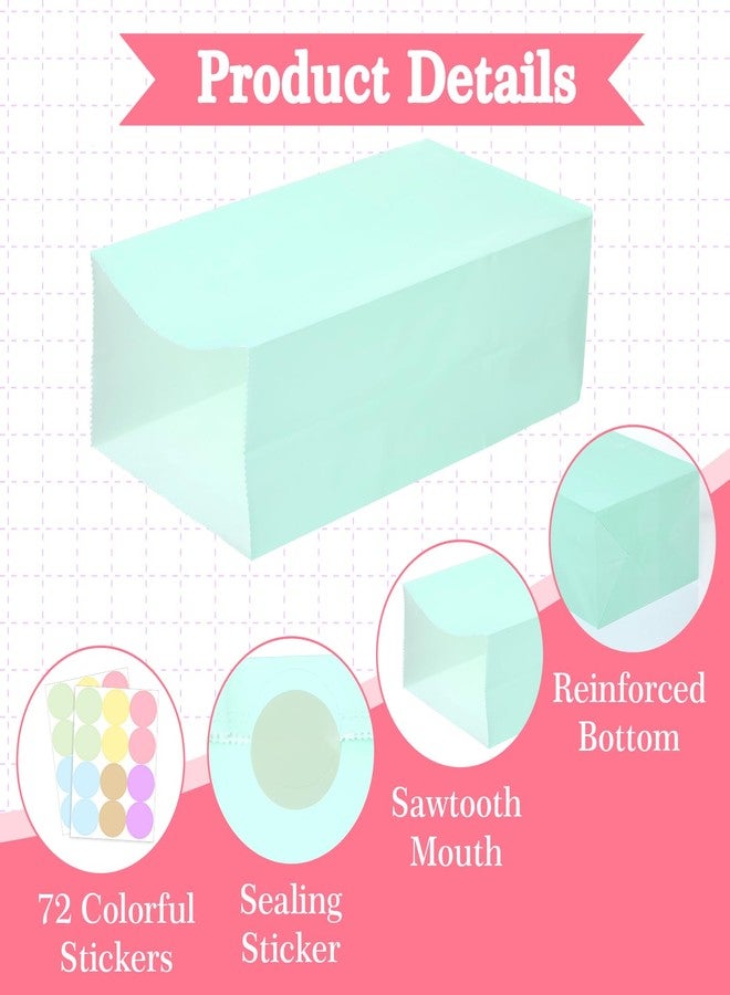 AojSup 72 Pcs Pastel Party Favor Bags with 72 Stickers - 5.1 x 3.1 x 9.4 Inch Pastel Paper Bags for Birthday, Wedding Favors, Candy Treat Goodie Bag in 6 Colors - Image 3