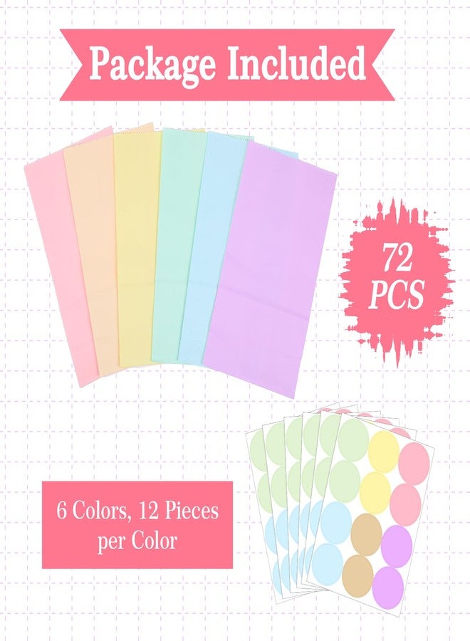 AojSup 72 Pcs Pastel Party Favor Bags with 72 Stickers - 5.1 x 3.1 x 9.4 Inch Pastel Paper Bags for Birthday, Wedding Favors, Candy Treat Goodie Bag in 6 Colors - Image 4