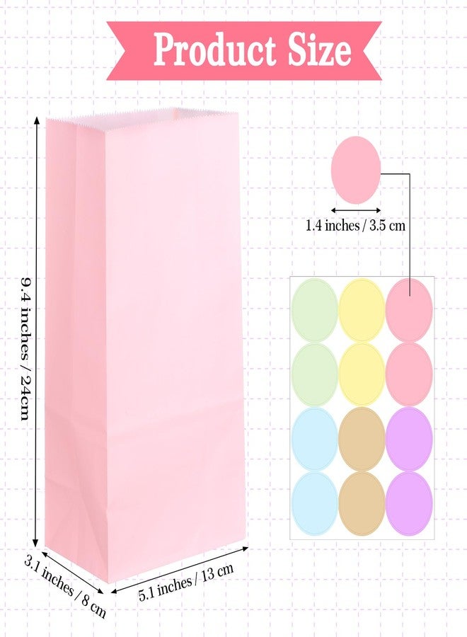 AojSup 72 Pcs Pastel Party Favor Bags with 72 Stickers - 5.1 x 3.1 x 9.4 Inch Pastel Paper Bags for Birthday, Wedding Favors, Candy Treat Goodie Bag in 6 Colors - Image 2