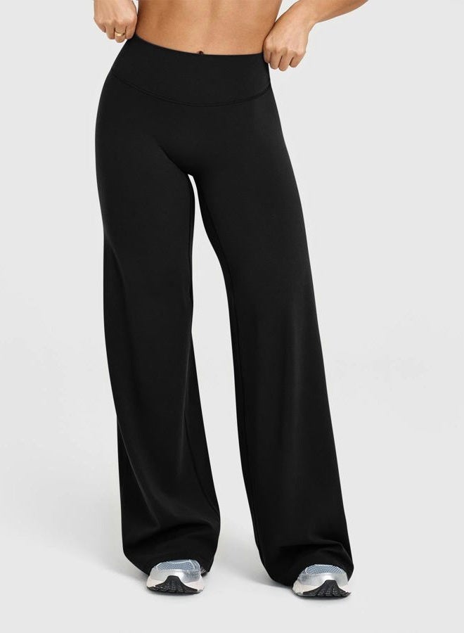 OQQ Yoga Pants Women High Waist Stretch Casual Soft Straight Leg Bottoms, Black, Medium Extra Long - Image 2