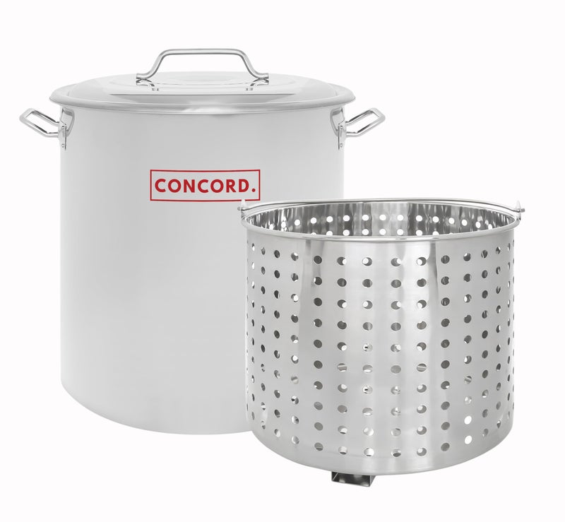 CONCORD Stainless Steel Stock Pot wSteamer Basket Cookware great for boiling and steaming 100 Quart