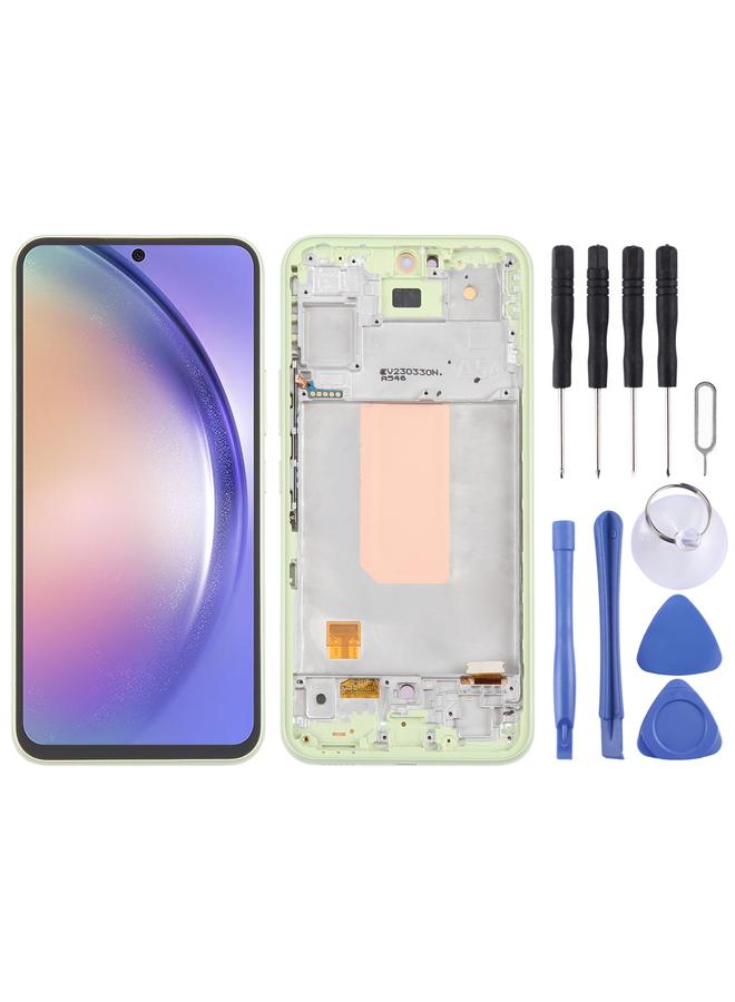 إيروريكس بديل لهاتف Samsung Galaxy A54 5G SM-A546 مقاس 6.43 بوصة OLED LCD محول رقمي كامل التجميع مع إطار أخضر - Image 1