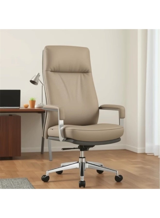 Home Office Chair, Adjustable Computer Desk Chair with Lumbar Support, Ergonomic Comfortable Chair with Wheels, Wide PU Leather Executive Desk Chair for Gaming Working Study, Grey - Image 1