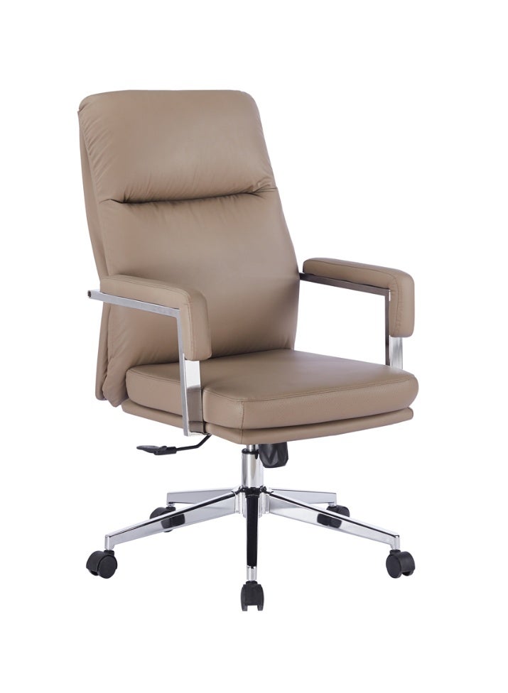 Home Office Chair, Adjustable Computer Desk Chair with Lumbar Support, Ergonomic Comfortable Chair with Wheels, Wide PU Leather Executive Desk Chair for Gaming Working Study, Grey - Image 3