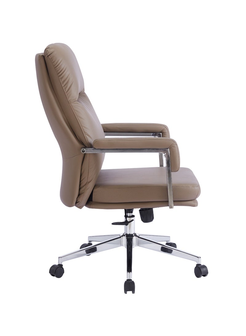 Home Office Chair, Adjustable Computer Desk Chair with Lumbar Support, Ergonomic Comfortable Chair with Wheels, Wide PU Leather Executive Desk Chair for Gaming Working Study, Grey - Image 5
