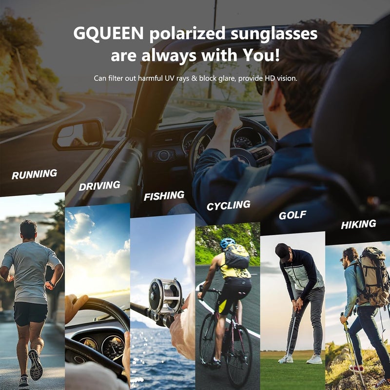 GQUEEN Polarized Sunglasses Men Womens,Flexible TR90 Frame,for Driving Fishing Cycling Hiking Golf Sports UV400 Protection - Image 5