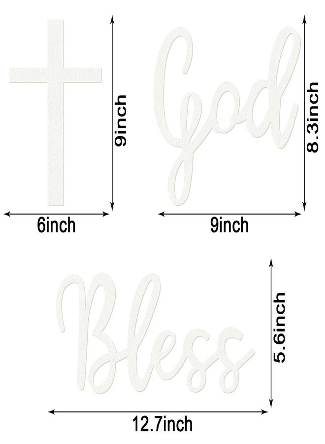 MASTRON God Bless Cross Sign for Backdrop - Felt Cross God Bless Baptism Party Backdrop for Boys Girls Baby Shower First Communion Confirmation Bautizo Decorations (God Bless-White) - Image 3