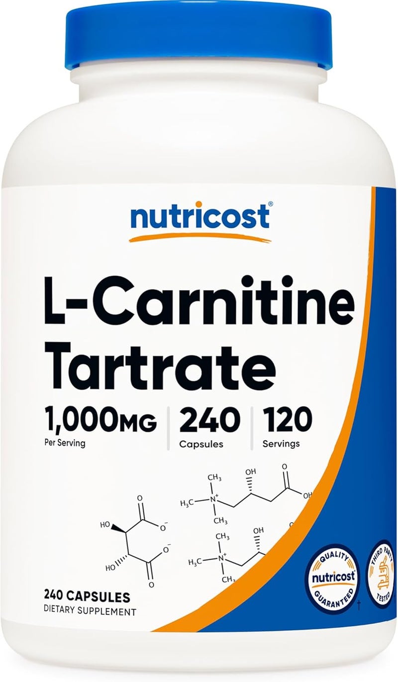 Nutricost LCarnitine Tartrate 1000mg 240 Capsules  500mg Per Capsule 120 Servings - Image 1
