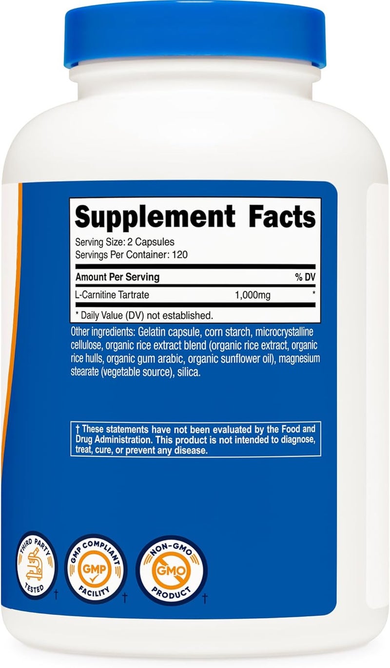 Nutricost LCarnitine Tartrate 1000mg 240 Capsules  500mg Per Capsule 120 Servings - Image 5