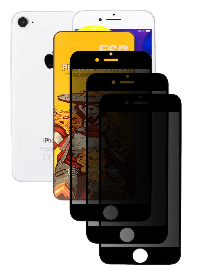 ESD 3 Pieces Tempered Dustproof Privacy Glass Screen Protector Compatible For iPhone 8 - Image 1