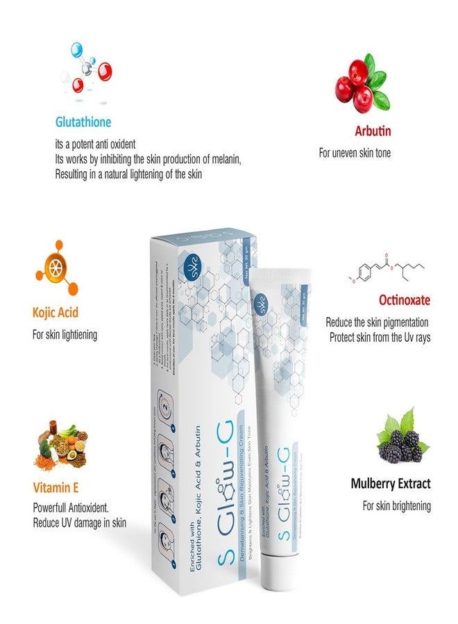 Dextron S Glow - G Glutathion Cream 30gm For Dark Spot Removal Brightens & Lightens Skin Maintains Even Skin Tone Face Cream For Men & Women - Image 3