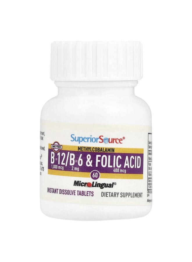Superior Source Methylcobalamin B-12, B-6 & Folic Acid, 60 MicroLingual Instant Dissolve Tablets  - Image 3