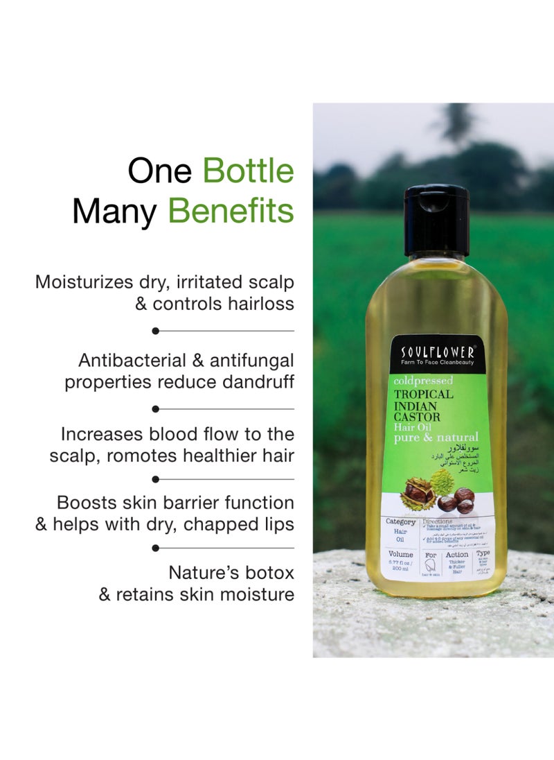 Soulflower Organic Castor Hair Oil For Thicker And Stronger Hair, Cold Pressed, Clinically Certified, Thick Eyebrows And Eyelashes, Moisturizing And Nourishing  - Image 4