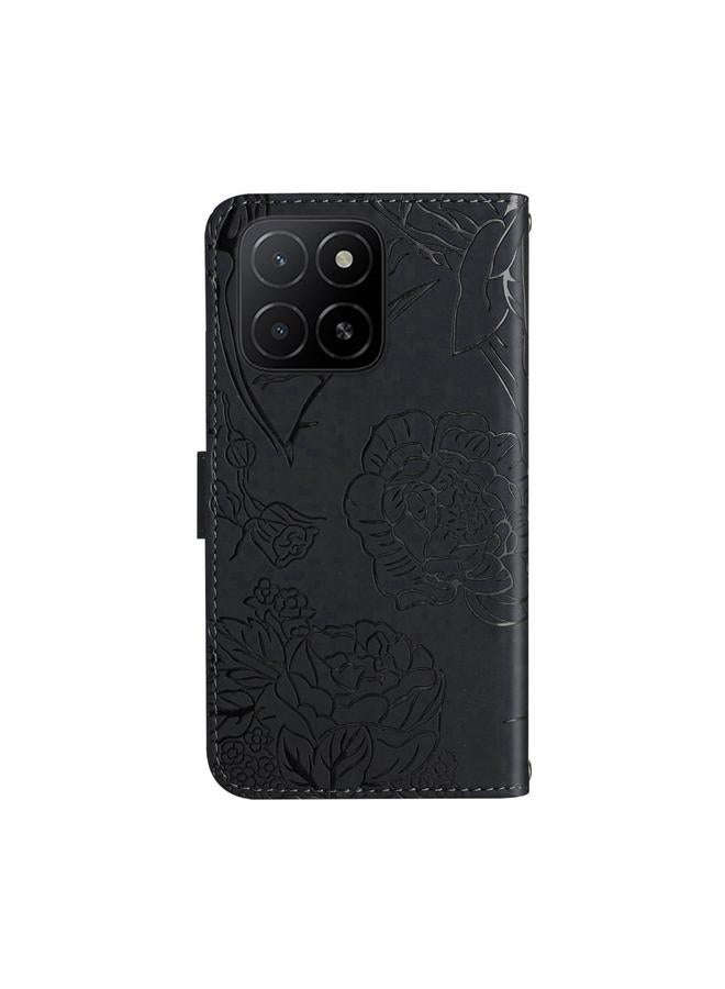 اس-توب جراب لهاتف Honor X5b 4G / X5b Plus 4G HT03 مصنوع من الجلد المرن المنقوش بنقشة الفراشة - Image 3