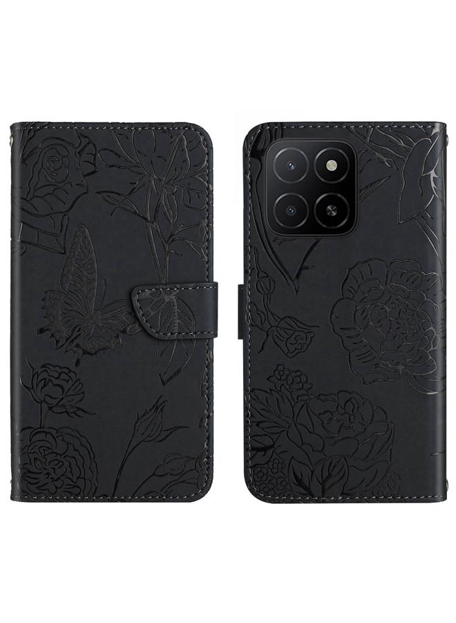 اس-توب جراب لهاتف Honor X5b 4G / X5b Plus 4G HT03 مصنوع من الجلد المرن المنقوش بنقشة الفراشة - Image 1