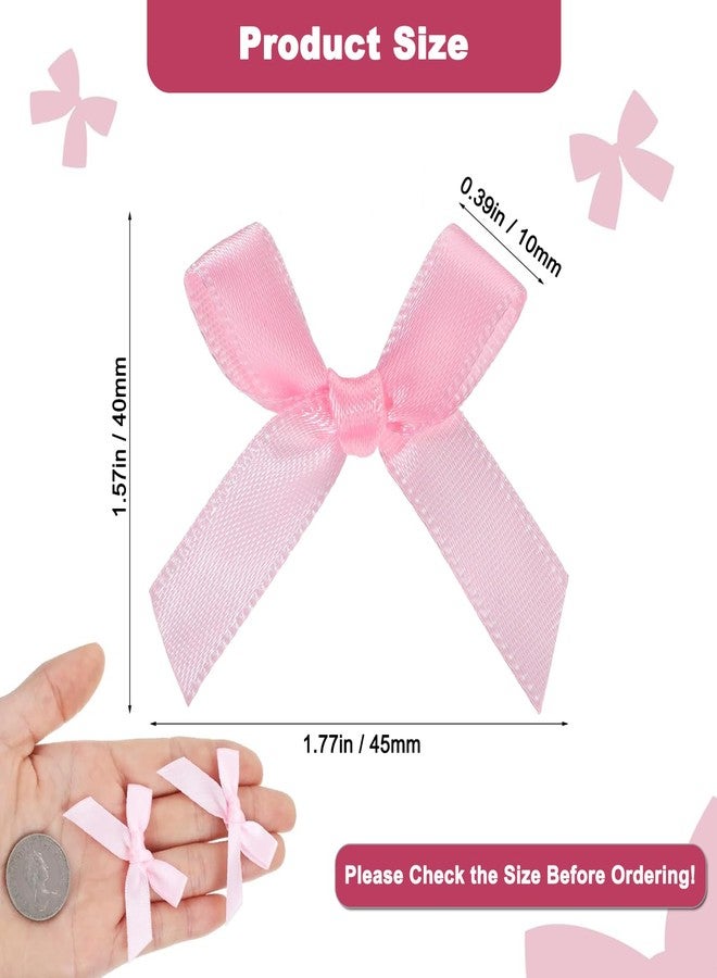 Viemior Mini Pink Bows, 50PCS Satin Fabric Ribbons for Crafts, Mini Pink Ribbon Bows for Crafts/Treats/Cake Decorating/Party Favors/Gift Box Decorations/Valentine's Day - Image 2