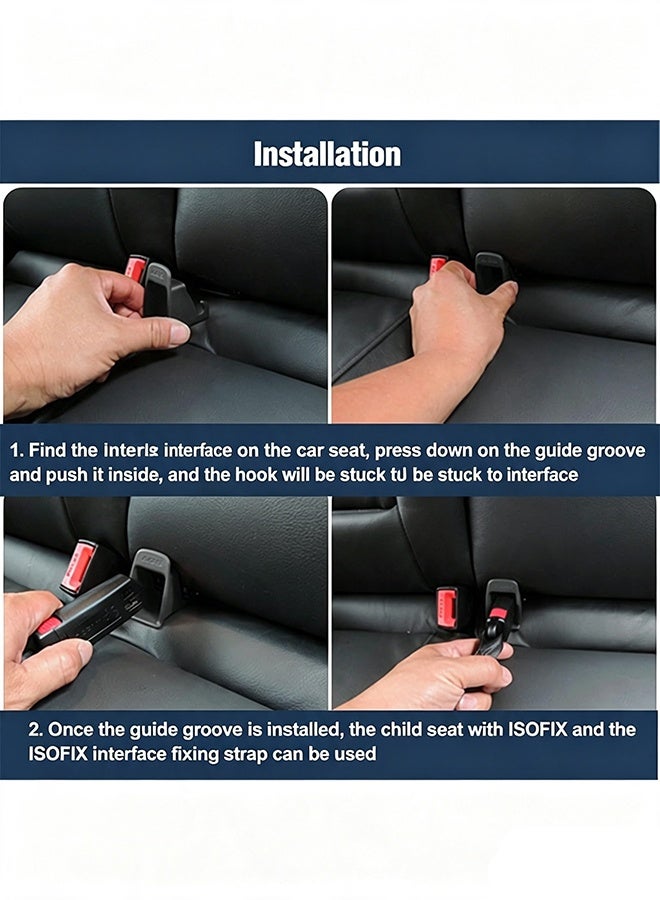 Interface Belt Latch Guide, 4 Pcs Car Seat Interface Buckle Fixed Guide Groove Car Seat Bracket Connector, Black - Image 4