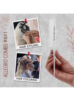 Allegro Combs Allegro Combs 441. 8.5 In. Rat Tail Combs Pintail Braiding Or Parting Fine Teeth Rattail Hair Picks Combs Set For Hair Styling USA. 6 Pc. (WHITE)  - Image 2