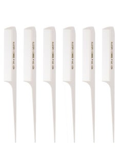 Allegro Combs Allegro Combs 441. 8.5 In. Rat Tail Combs Pintail Braiding Or Parting Fine Teeth Rattail Hair Picks Combs Set For Hair Styling USA. 6 Pc. (WHITE)  - Image 1