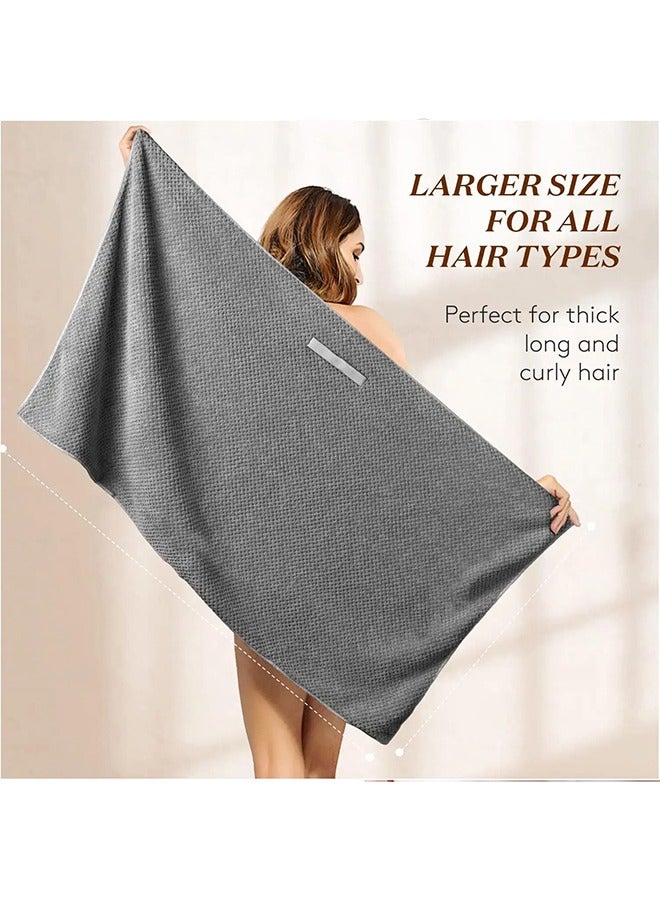 meayul 2Pcs Microfiber Hair Towel Wrap, Super Absorption Microfiber Quick-Dry Hair Towel, Super Soft Hair Drying Towel, Fast Drying Hair Turbans for Wet Hair, Long, Thick, Curly Hair, Anti Frizz Hair Towel Wrap with Elastic Strap - Image 2