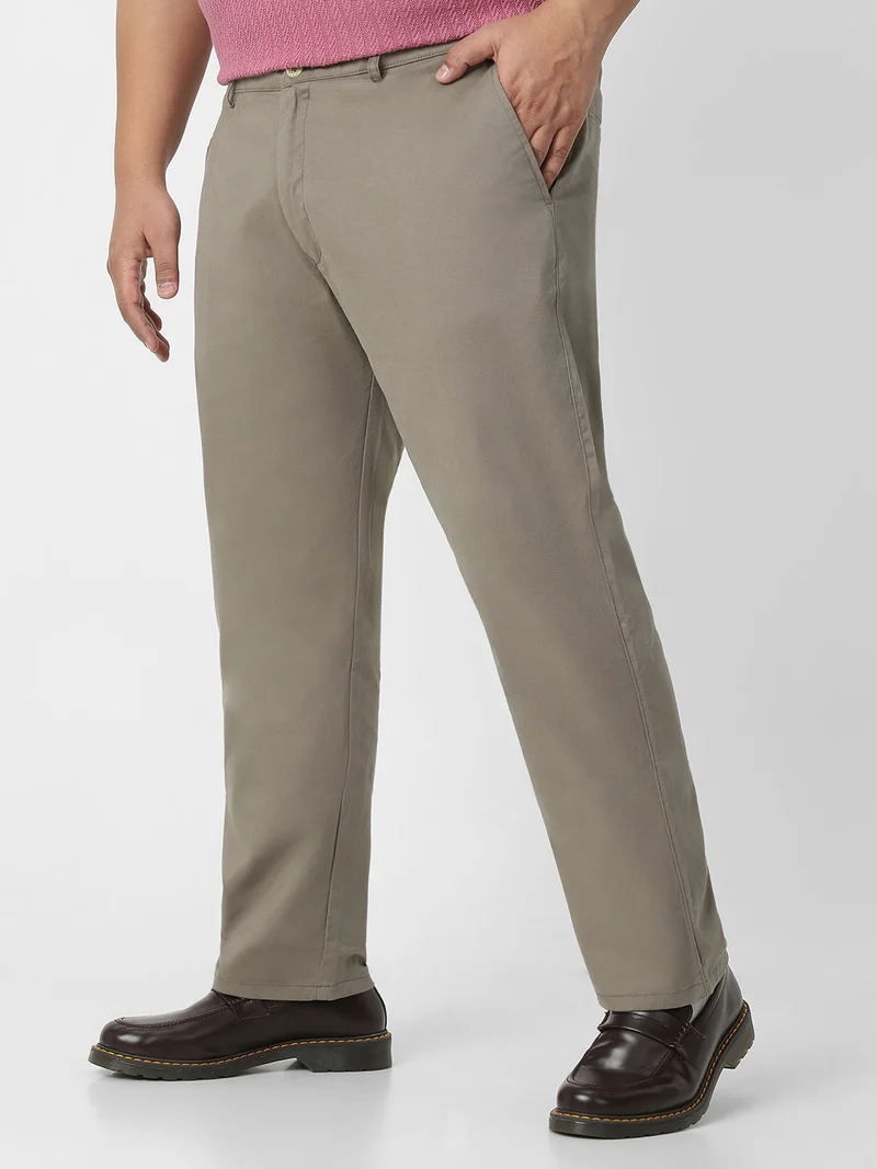 Urbano Fashion  Urbano Plus Men's Grey Cotton Regular Fit Casual Chinos Trousers Stretch for Men | Best Price UAE