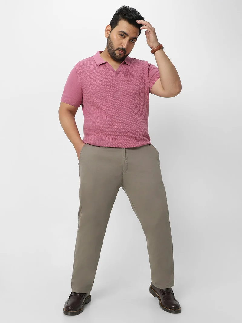 Urbano Fashion  Urbano Plus Men's Grey Cotton Regular Fit Casual Chinos Trousers Stretch for Men | Best Price UAE