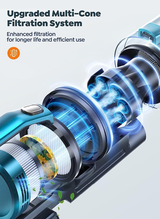 Yaqeen VC60 Cordless Vacuum Cleaner, 450W Brushless Motor 45kpa Powerful Stick Vacuum With OLED Screen, Aromatherapy Tablets Up To 45 Mins Runtime, 3 Power Modes 3 In 1 Lightweight Vacuum For Hardwood Floor Car Carpet Pet Hair - Blue - Image 5