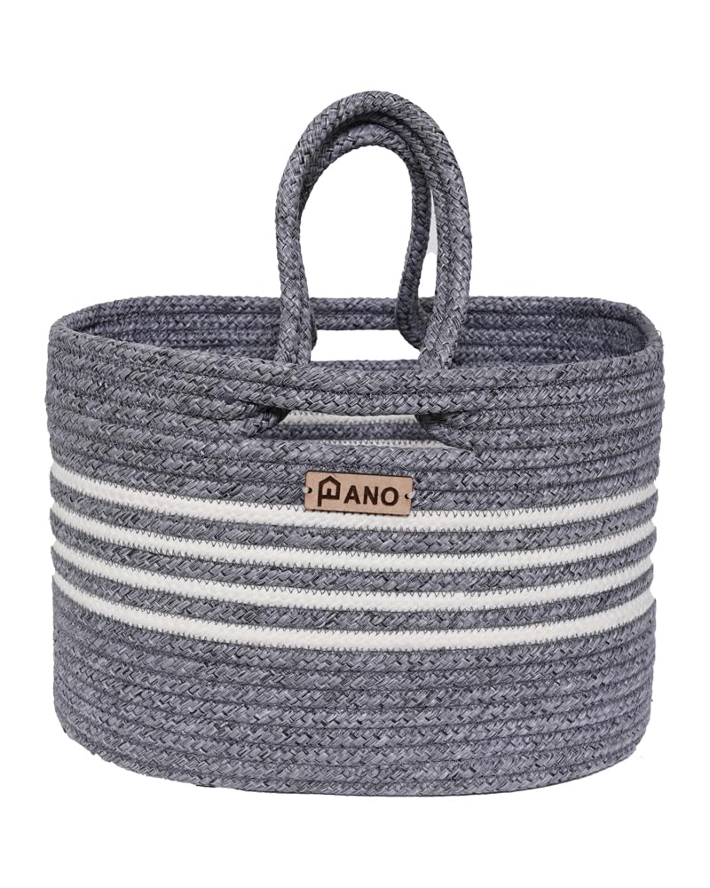 Panço Pano Polypropylene Multipurpose Storage Tote Bag, Hand Basket, Beach Bags for Women, Organizer, Shopping Bag, Tote Hand Basket for Lunchbox, Water Bottle, Grey, ELORA  - Image 1