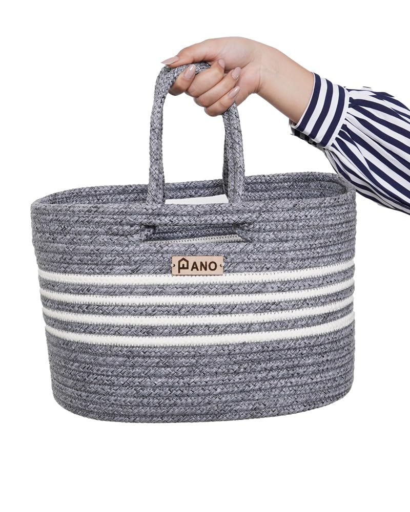 Panço Pano Polypropylene Multipurpose Storage Tote Bag, Hand Basket, Beach Bags for Women, Organizer, Shopping Bag, Tote Hand Basket for Lunchbox, Water Bottle, Grey, ELORA  - Image 4