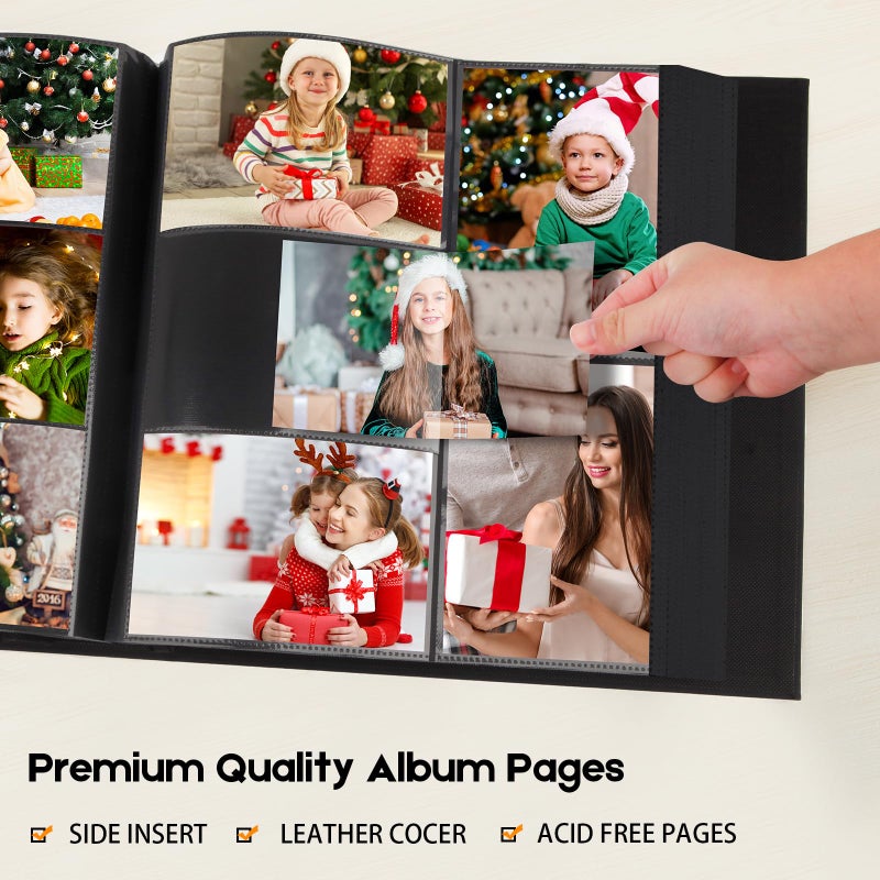 Aevdor 1000 Pockets Photo Album 4x6, Extra Large Capacity Leather Cover Wedding Family Photo Albums Holds 1000 Horizontal and Vertical Photos, Acid-free Pages 4x6 Photo Album with Front Window (Black) - Image 3