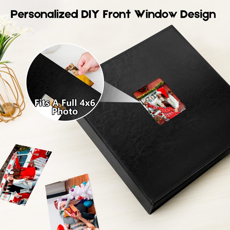 Aevdor 1000 Pockets Photo Album 4x6, Extra Large Capacity Leather Cover Wedding Family Photo Albums Holds 1000 Horizontal and Vertical Photos, Acid-free Pages 4x6 Photo Album with Front Window (Black) - Image 4