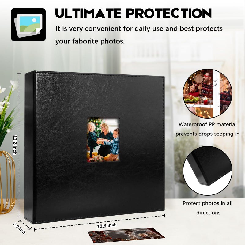Aevdor 1000 Pockets Photo Album 4x6, Extra Large Capacity Leather Cover Wedding Family Photo Albums Holds 1000 Horizontal and Vertical Photos, Acid-free Pages 4x6 Photo Album with Front Window (Black) - Image 5