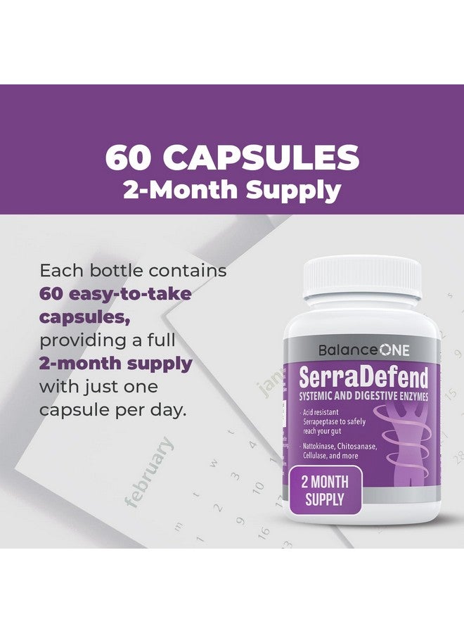 Balance ONE Balance ONE Biofilm Defense with Proteolytic & Digestive Enzymes - Biofilm Disruptor for Men & Women - Serrapeptase, Nattokinase, Protease, Cellulase - 60 Capsules, 2 Month Supply - SerraDefend - Image 3