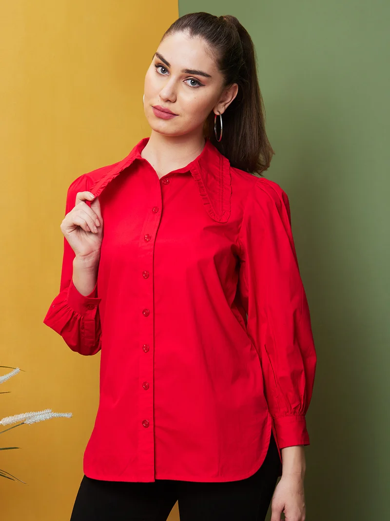 globus Women Frilled Shirt Style Top