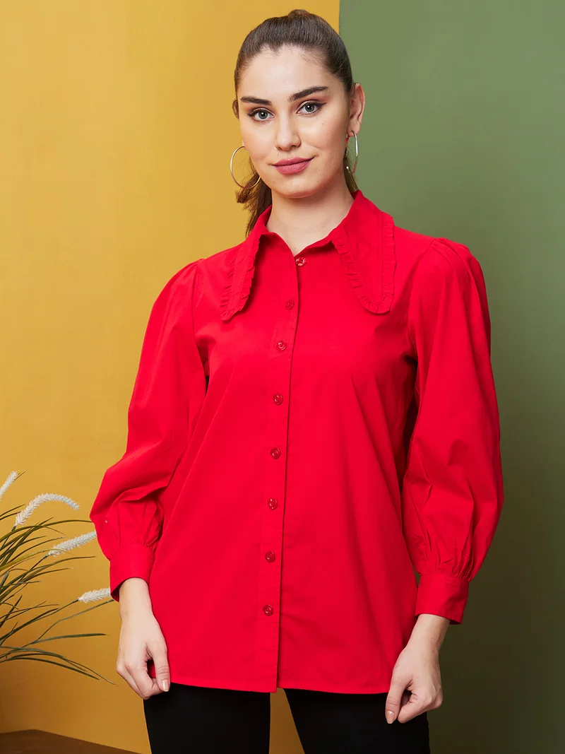 globus Women Frilled Shirt Style Top