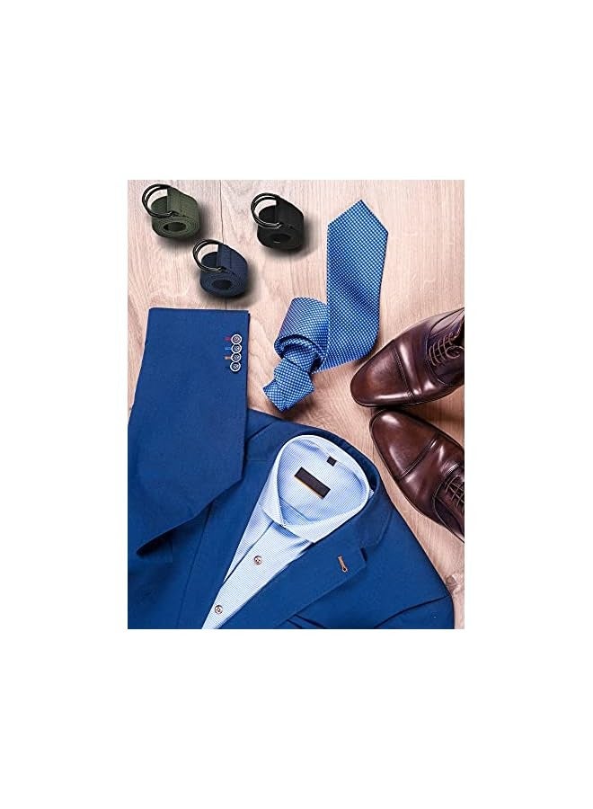 بروماس 3 قطع حزام قماش للرجال مع مشبك معدني مزدوج على شكل حرف D أحزمة كاجوال بنمط عسكري أحزمة خصر قماشية إغلاق أحزمة قماش للرجال والنساء (أخضر جيشي، أسود، أزرق داكن) - Image 4