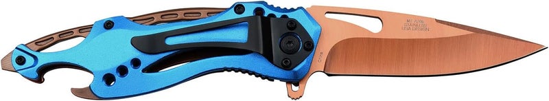 MTECH USA Folding Knife, 3.75-Inch Half-Serrated Blade, Titanium Coating, Glass Breaker, Pocket Clip - Image 2