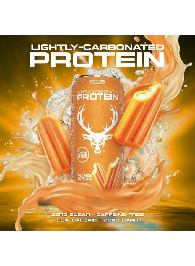 Bucked Up Lightly Carbonated Protein Soda | 25g Whey Isolate - Zero Sugar, Low Calorie, Caffeine Free, Clean Drink | Sparkling Protein Soda - 12 Pack, 16 oz Cans (Orange Cream) - Image 2