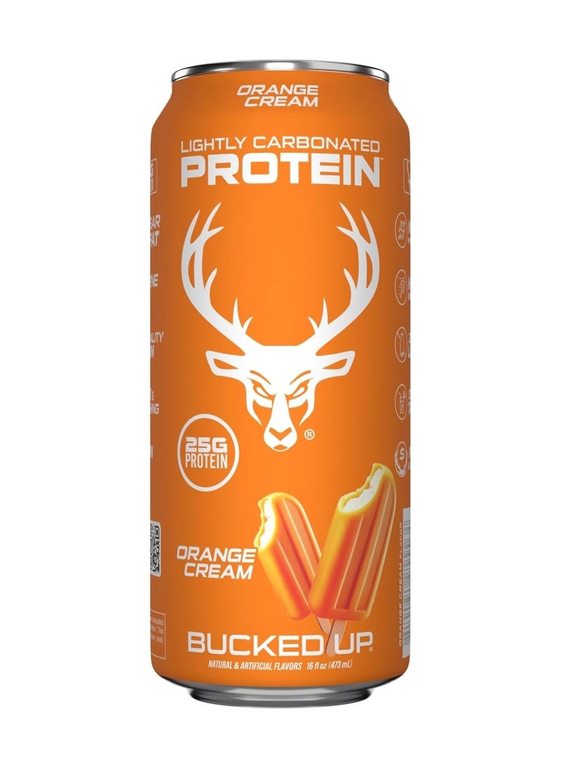 Bucked Up Lightly Carbonated Protein Soda | 25g Whey Isolate - Zero Sugar, Low Calorie, Caffeine Free, Clean Drink | Sparkling Protein Soda - 12 Pack, 16 oz Cans (Orange Cream) - Image 3