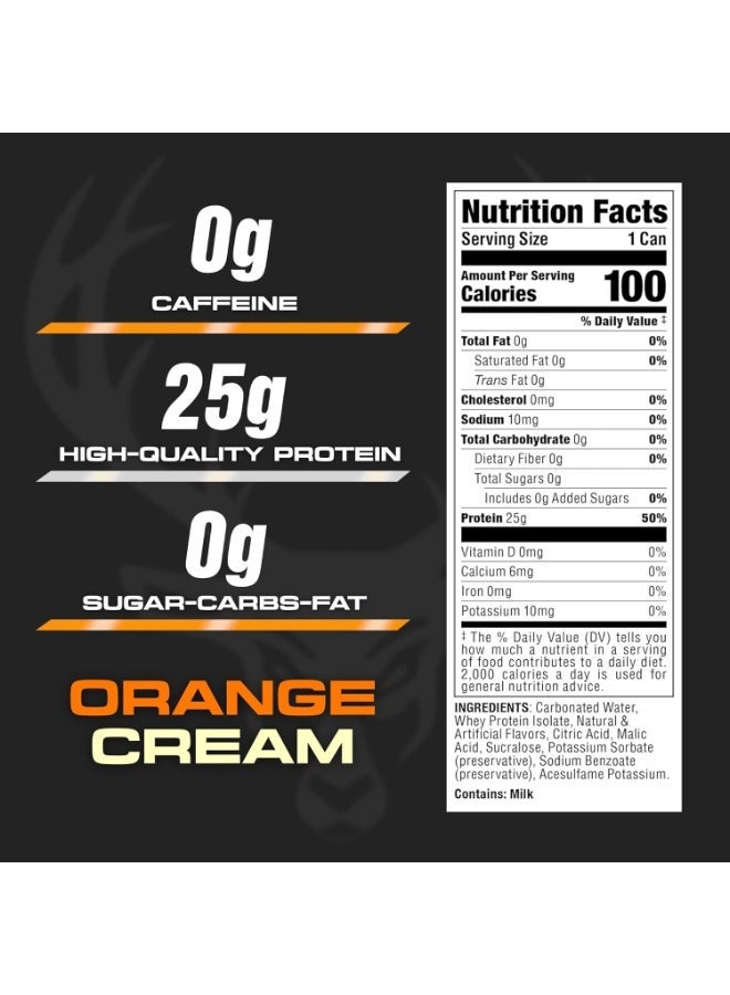 Bucked Up Lightly Carbonated Protein Soda | 25g Whey Isolate - Zero Sugar, Low Calorie, Caffeine Free, Clean Drink | Sparkling Protein Soda - 12 Pack, 16 oz Cans (Orange Cream) - Image 4