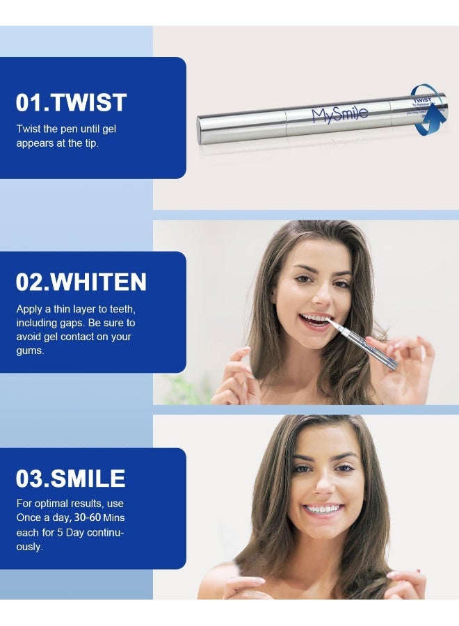 MySmile Teeth Whitening Pen 30 Treatment Enamel Safe Tooth Whitening Gel for Teeth Sensitive10 Min Fast Whitening TeethHelps to Remove Stains from Coffee Smoking WinesMint Flavor - Image 3